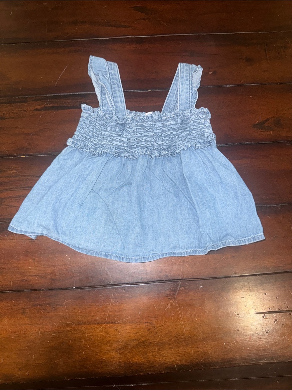 Janie and Jack Light Blue Smocked Chambray Tank Top